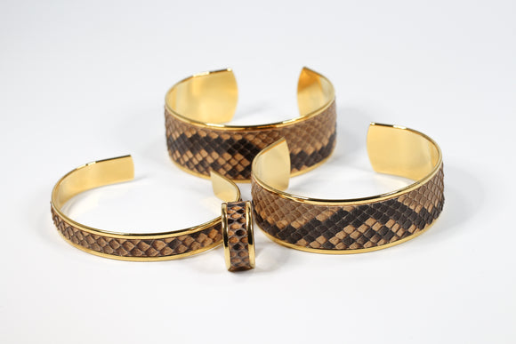 Bijoux Cuir de Python Marron Clair