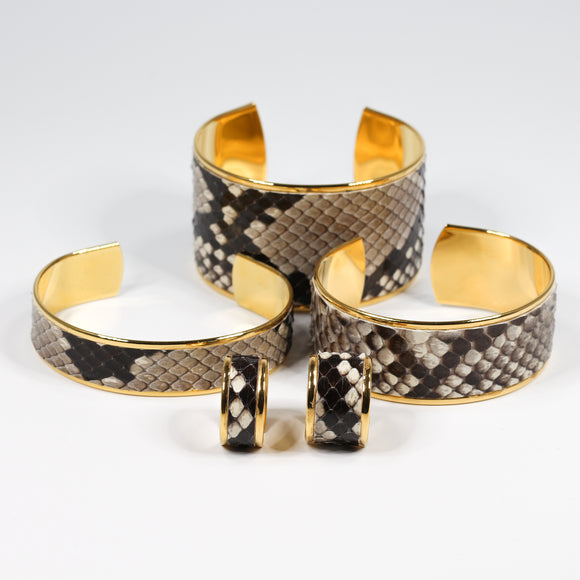 Bijoux Cuir de Python Noir et Blanc