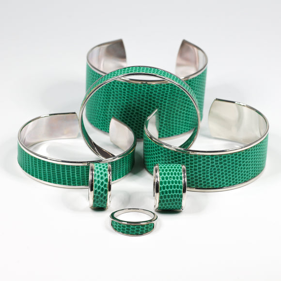 Bijoux Cuir de Lézard Vert