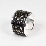 Bague en Cuir Noir et Doré Clair