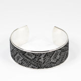 Bracelet en Cuir Gris et Noir Effet Serpent