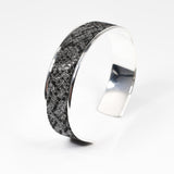 Bracelet en Cuir Gris et Noir Effet Serpent