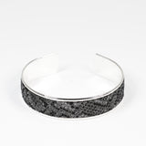 Bracelet en Cuir Gris et Noir Effet Serpent