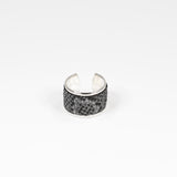 Bague en Cuir Gris et Noir Effet Serpent