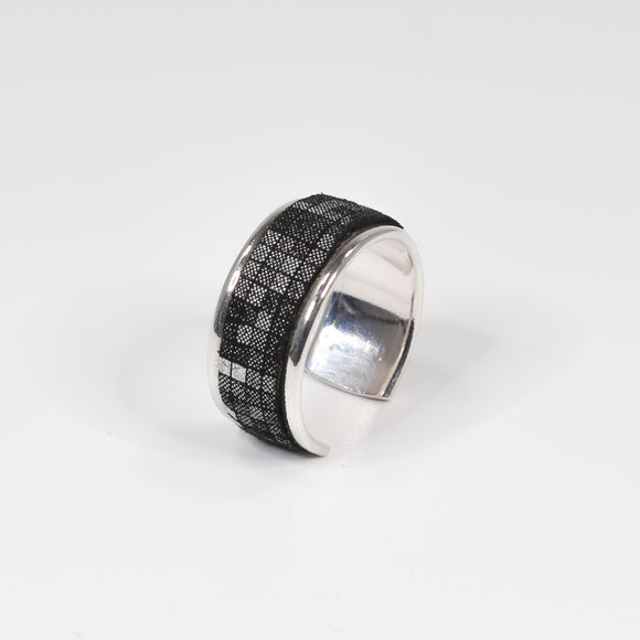 Bague en Cuir Noir, Gris Clair et Foncé