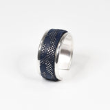 Bague en Cuir Bleu Léopard