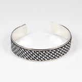 Bracelet en Cuir Quadrillé Argent et Noir