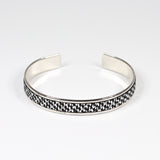 Bracelet en Cuir Quadrillé Argent et Noir