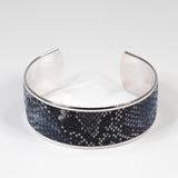 Bracelet en Cuir Bleu/Gris Imprimé Serpent