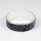 Bracelet en Cuir Bleu/Gris Imprimé Serpent