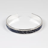 Bracelet en Cuir Bleu/Gris Imprimé Serpent