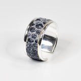 Bague en Cuir Bleu/Gris Imprimé Serpent