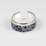 Bague en Cuir Bleu/Gris Imprimé Serpent