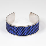 Bracelet en Cuir Quadrillé Bleu et Noir