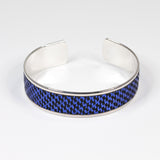 Bracelet en Cuir Quadrillé Bleu et Noir