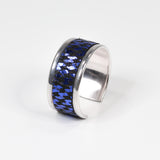 Bague en Cuir Quadrillé Bleu et Noir