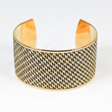 Bracelet en Cuir Quadrillé Doré et Noir