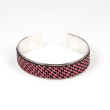 Bracelet en Cuir Quadrillé Framboise et Noir