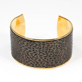 Bracelet en Cuir Taupe Motif Léopard Noir