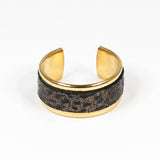 Bague en Cuir Taupe Motif Léopard Noir