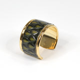 Bague en Cuir Vert foncé Effet Serpent