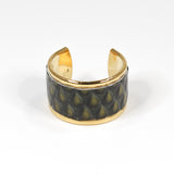 Bague en Cuir Vert foncé Effet Serpent