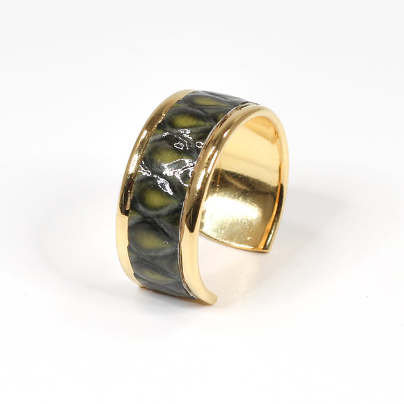 Bague en Cuir Vert foncé Effet Serpent