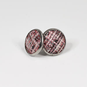 Boucle d'Oreilles en Cuir Rose Strié