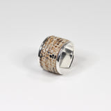 Bague en Cuir Beige Effet Tissu