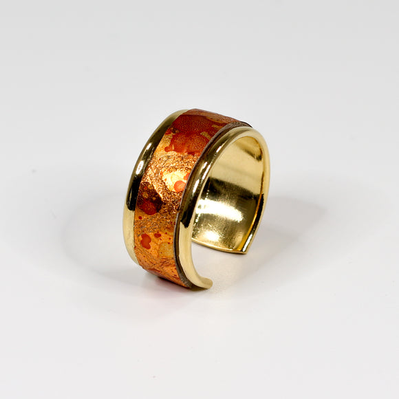 Bague en Cuir Orange Tacheté Rouge