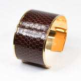 Bracelet en Cuir de Serpent Marron Foncé