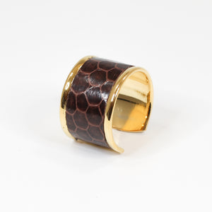 Bague en Cuir de Serpent Marron Foncé