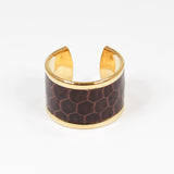 Bague en Cuir de Serpent Marron Foncé