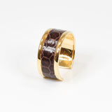 Bague en Cuir de Serpent Marron Foncé