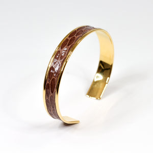 Bracelet en Cuir de Serpent Marron Clair