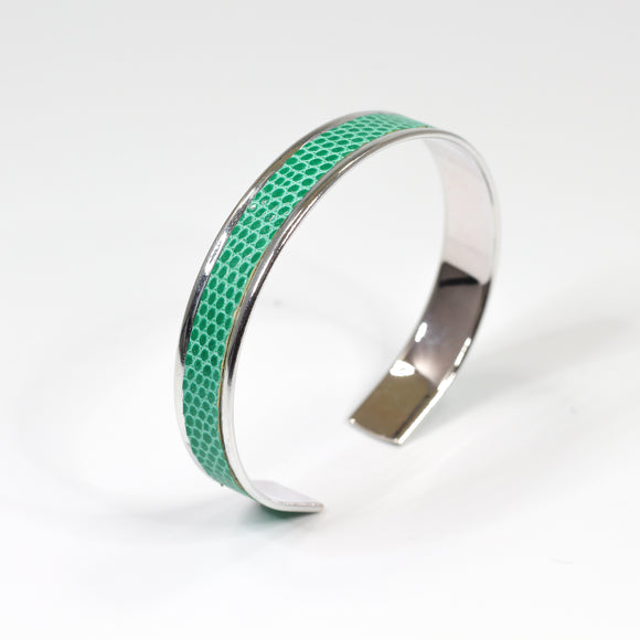 Bracelet en Cuir de Lézard Vert