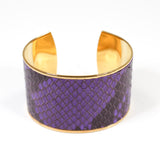 Bracelet en Cuir de Python Violet et Noir