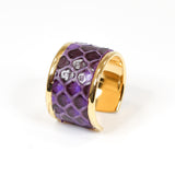 Bague en Cuir de Python Violet et Noir