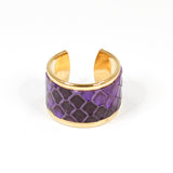 Bague en Cuir de Python Violet et Noir