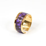 Bague en Cuir de Python Violet et Noir