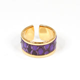 Bague en Cuir de Python Violet et Noir