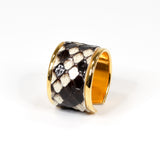 Bague en Cuir de Python Noir et Blanc