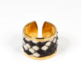 Bague en Cuir de Python Noir et Blanc