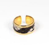 Bague en Cuir de Python Noir et Blanc