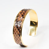 Bracelet en Cuir de Python Marron Foncé