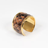 Bague en Cuir de Python Marron Foncé