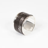 Bague en Cuir Noir et Argent