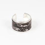 Bague en Cuir Noir et Argent