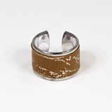 Bague en Cuir Mastic et Argent