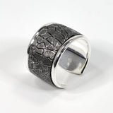 Bague en Cuir Gris Métal